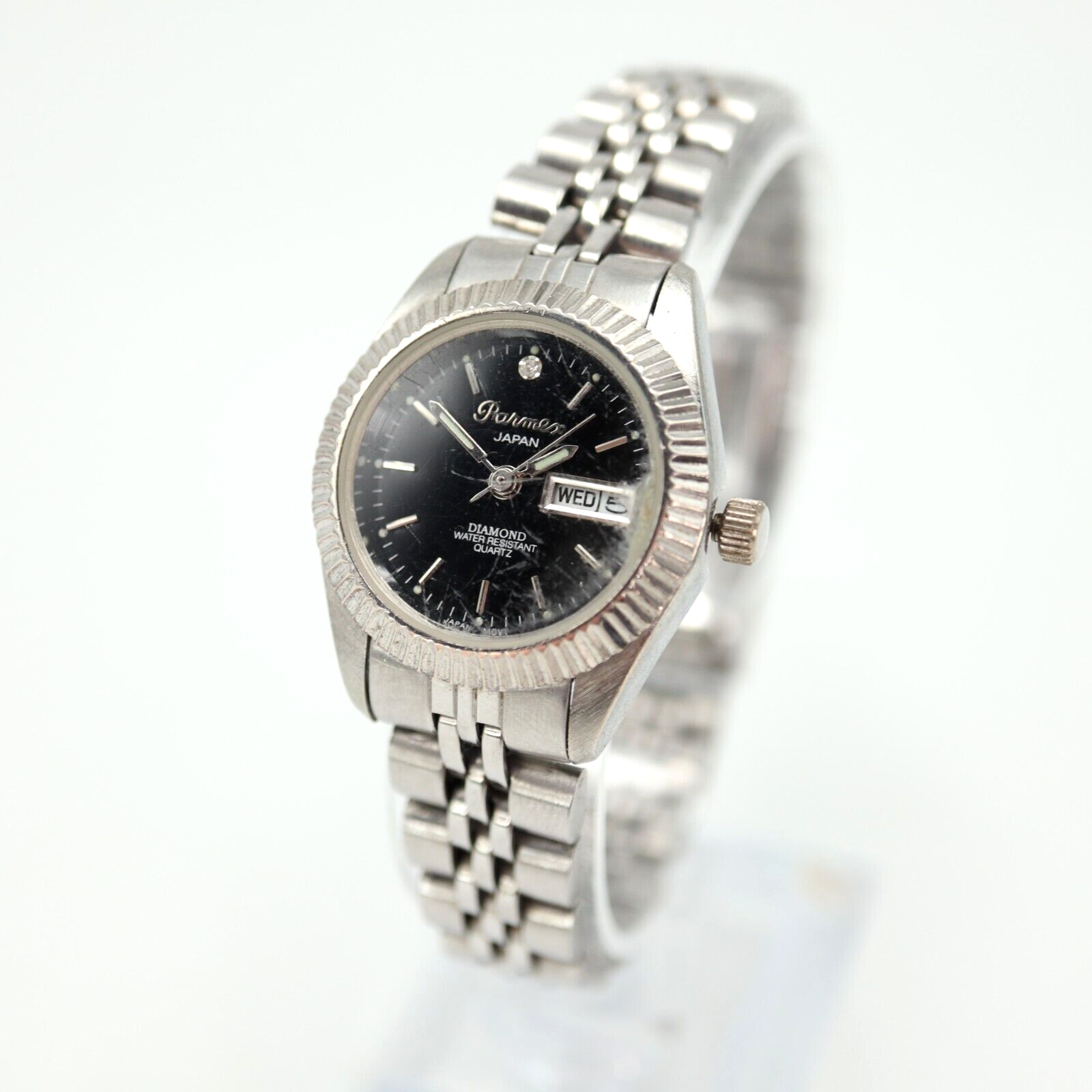 Parmex Women Watch 26mm Day Date Silver Tone Vintage Presidential W New Battery